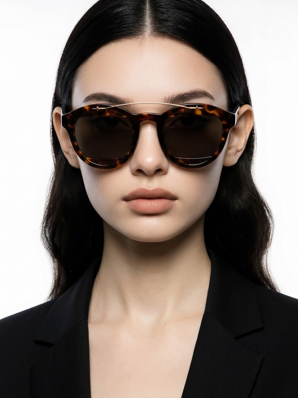 Dior Tortoiseshell Acetate Sunglasses with Gold Accent and Dark Lenses